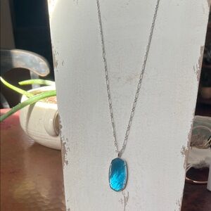 Kendra Scott Silver Necklace with Teal Pendant